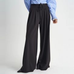 Loose Anti Wrinkle Black Wide Leg Trousers