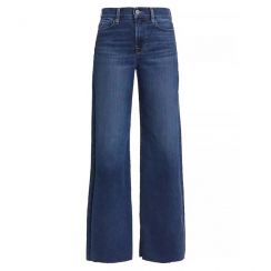 Vintage Elegant Mid Waist Full Length Wide Leg Denim Jeans for Women