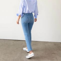 High Quality Stylish High Waist Stretchy Straight Leg Cropped Jeans for Women