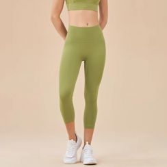 High Waisted Cropped Yoga Sports Pants with Back Waist Pocket