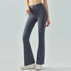 Womens High Waisted Drawstring Flared Pants