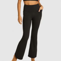 Blend Elastic Waistband Workout Flare Leggings