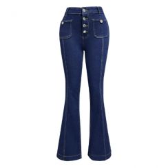 Womens Summer High Waisted Flared Jeans