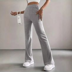 Rib Knit Bootcut Flared Trousers