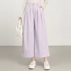 Womens High Waisted Loose Fitting Cropped Pants