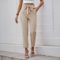 Casual Slim Fit Cropped Pants With Belt